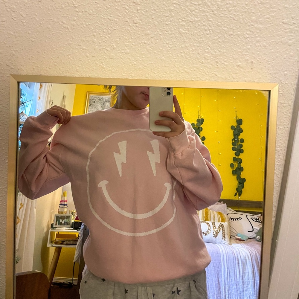pink smiley sweatshirt
